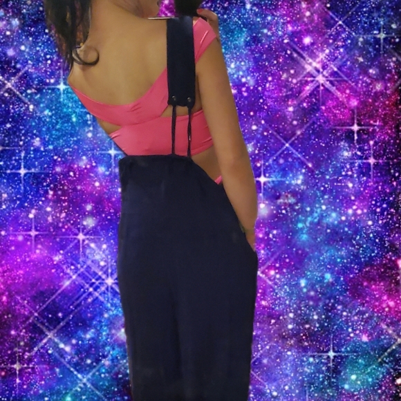 MAEVE Navy Blue Souxanne Wide Leg Jumpsuit Apron Overalls Anthropology - Picture 11 of 15